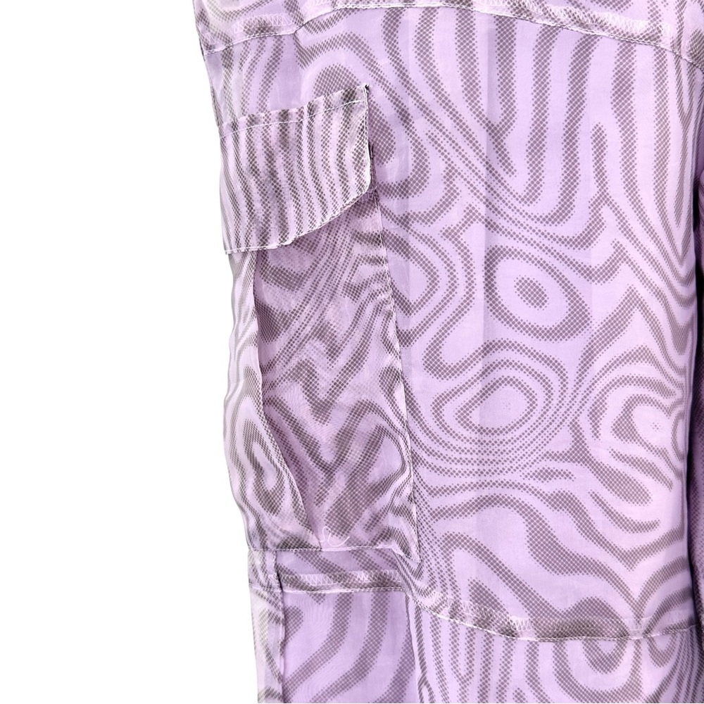 The Ragged Priest Dissolver Purple Mesh Overlay Oversized Wide Leg Cargo Pants - Picture 6 of 13